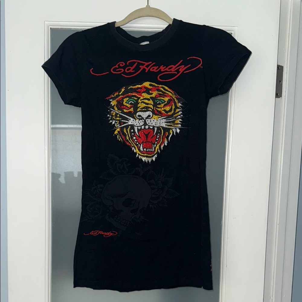 Ed Hardy Black Tee with Tiger Design 🔥